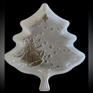 Celebrations Crystal Clear Tree Candy Dish Elegantly Frosted Glass EUC